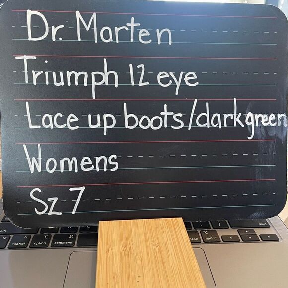 Dr. Martens Women's Triumph 12 Eye Lace Up Dark Green Calf High Boots Size 7 - Picture 8 of 8